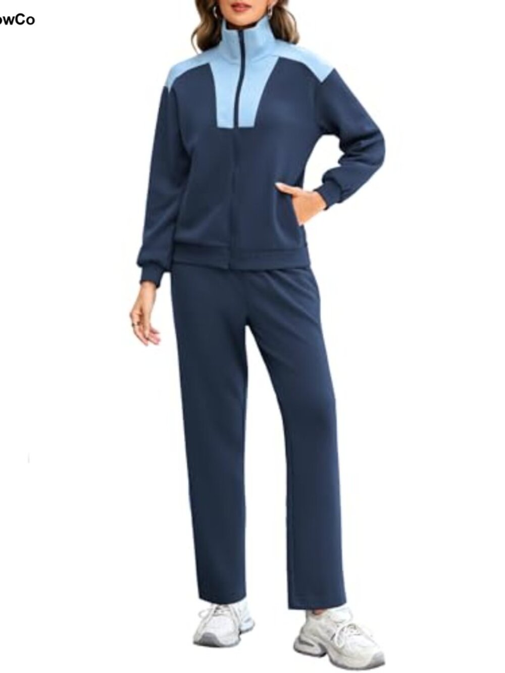 Women's 2 Piece Lounge Set Wide Leg Sweatpants Zip Up Tracksuit